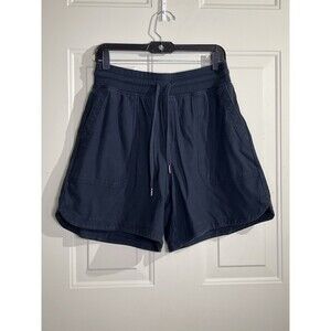 Athleta Farallon Midi Shorts black Size M Cotton Blend Drawstring Pockets